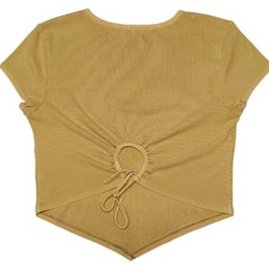 Arizona Crop Pullover Y2K Hippie V-Point Tie Back Short Sleeve G XL ~ Wm S Grn